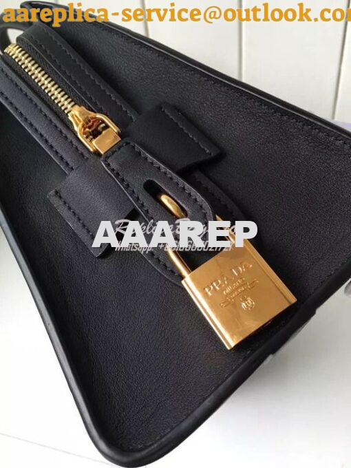 Replica Prada Esplanade Saffiano & Leather Bag Black 9