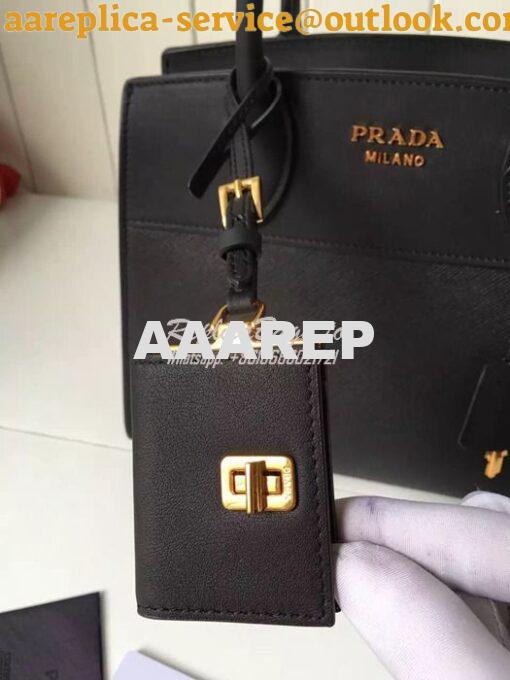 Replica Prada Esplanade Saffiano & Leather Bag Black 11