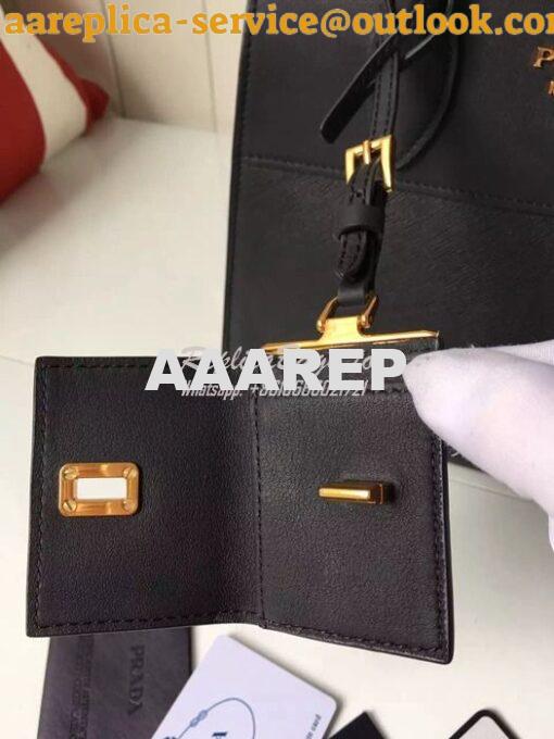 Replica Prada Esplanade Saffiano & Leather Bag Black 12