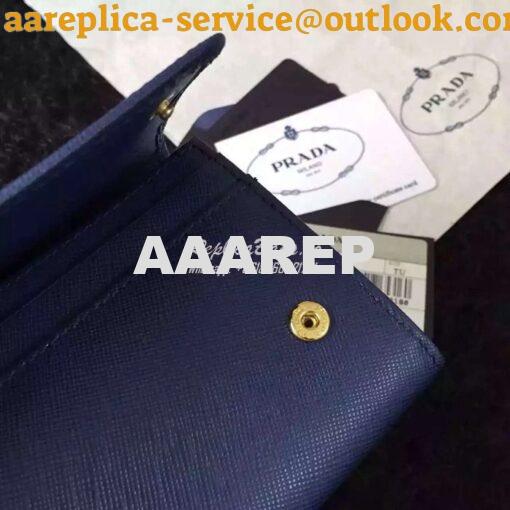 Replica Prada 1M1132 Saffiano Leather Long Fold Wallet Dark Blue 8