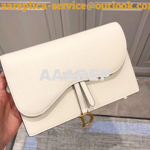 Replica Dior White Saddle Calfskin Clutch