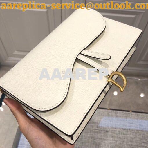 Replica Dior White Saddle Calfskin Clutch 2