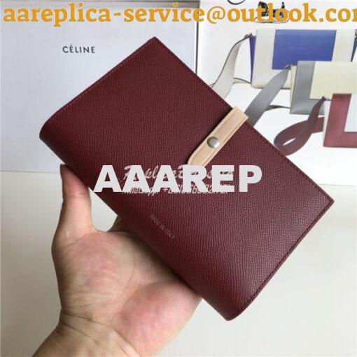 Replica Celine Strap medium/large multifunction wallet in burgundy gra 10