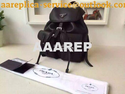 Replica Prada BZ6677 Junior Signature Vela Leather Backpack Black