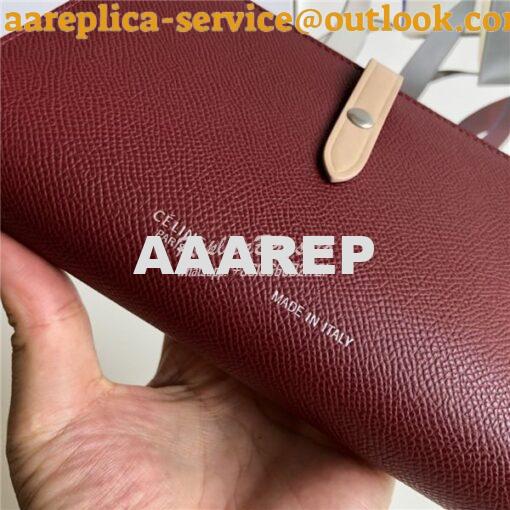 Replica Celine Strap medium/large multifunction wallet in burgundy gra 13