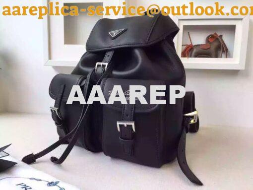 Replica Prada BZ6677 Junior Signature Vela Leather Backpack Black 2