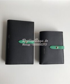 Replica Celine Strap medium/large multifunction wallet in black graine 2