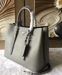 Replica Prada Saffiano Cuir Leather Tote Bag BN2820 Grey 2