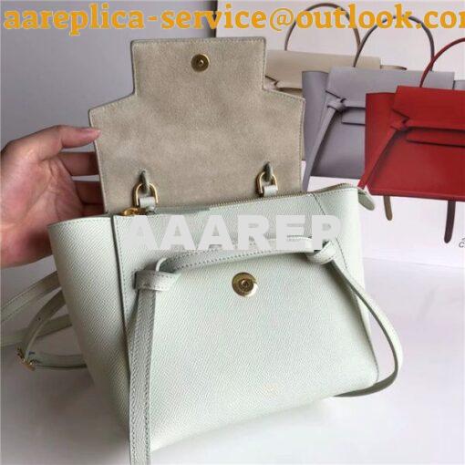 Replica Celine Nano Belt Bag In pastel green Grained Calfskin 185003 9