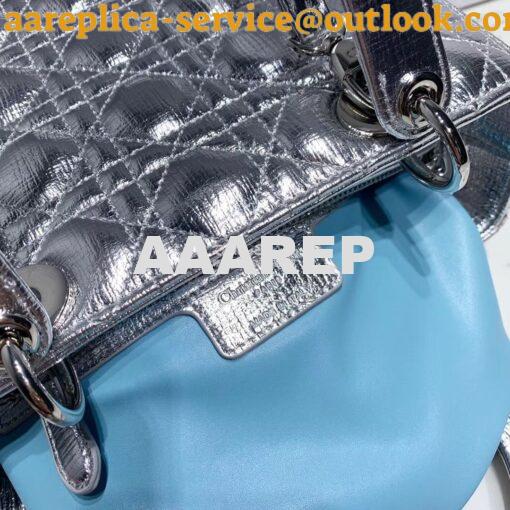 Replica Christian Dior Lady Dior Grained Metallic Silver Bag 17