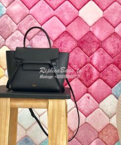 Replica Celine Nano Belt Bag In black Grained Calfskin 185003