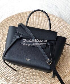 Replica Celine Nano Belt Bag In black Grained Calfskin 185003 2