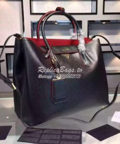 Replica Prada BN2756 BN2775 Saffiano Cuir Black Leather Tote