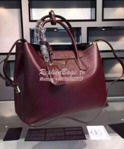 Replica Prada BN2756 BN2775 Saffiano Cuir Burgundy Leather Tote