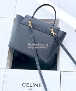 Replica Celine Nano Belt Bag In dark navy Grained Calfskin 185003 2