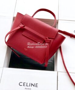 Replica Celine Nano Belt Bag In red Grained Calfskin 185003