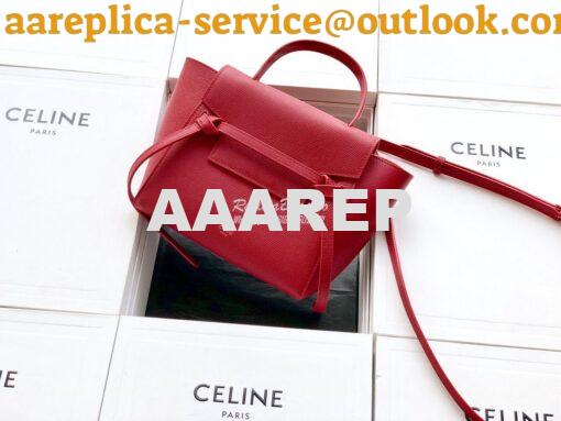 Replica Celine Nano Belt Bag In red Grained Calfskin 185003