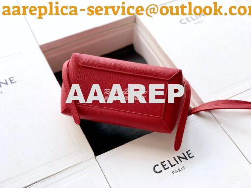 Replica Celine Nano Belt Bag In red Grained Calfskin 185003 4