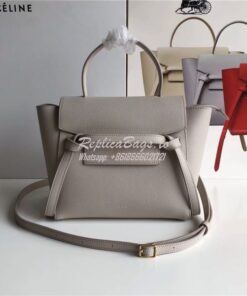 Replica Celine Nano Belt Bag In light taupe Grained Calfskin 185003