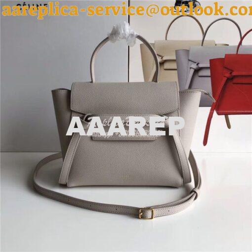 Replica Celine Nano Belt Bag In light taupe Grained Calfskin 185003