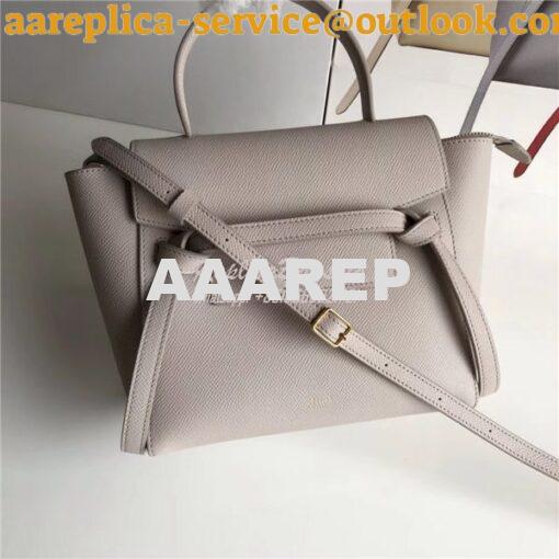 Replica Celine Nano Belt Bag In light taupe Grained Calfskin 185003 2