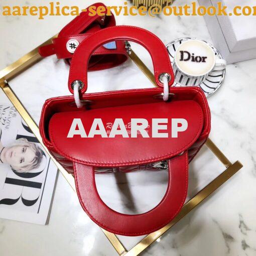 Replica My Lady Dior Bag Lambskin with Customisable Shoulder Strap Red 5