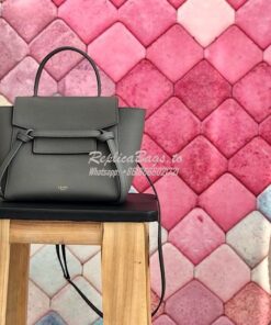 Replica Celine Nano Belt Bag In dark grey Grained Calfskin 185003