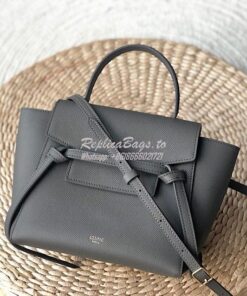 Replica Celine Nano Belt Bag In dark grey Grained Calfskin 185003 2