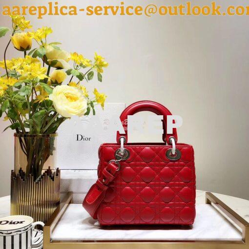 Replica My Lady Dior Bag Lambskin with Customisable Shoulder Strap Red 7