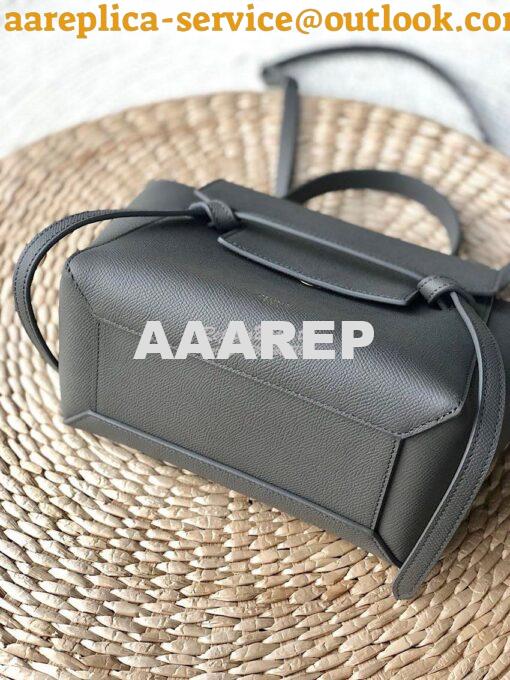 Replica Celine Nano Belt Bag In dark grey Grained Calfskin 185003 9