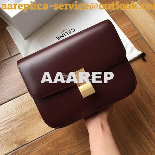 Replica Celine Classic Box Bag in Smooth Calfskin Maroon