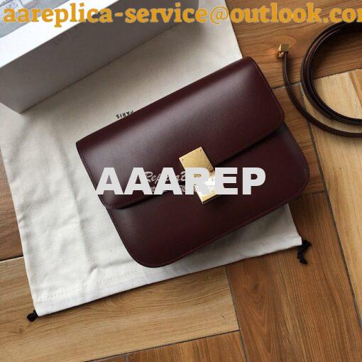 Replica Celine Classic Box Bag in Smooth Calfskin Maroon 2