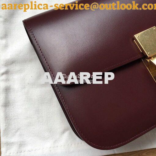 Replica Celine Classic Box Bag in Smooth Calfskin Maroon 3