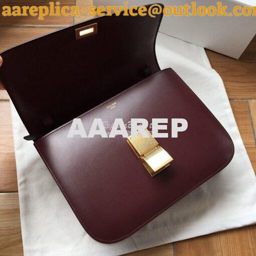 Replica Celine Classic Box Bag in Smooth Calfskin Maroon 6