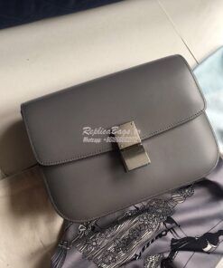 Replica Celine Classic Box Bag in Smooth Calfskin Grey