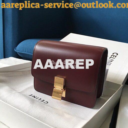 Replica Celine Classic Box Bag in Smooth Calfskin Maroon 10