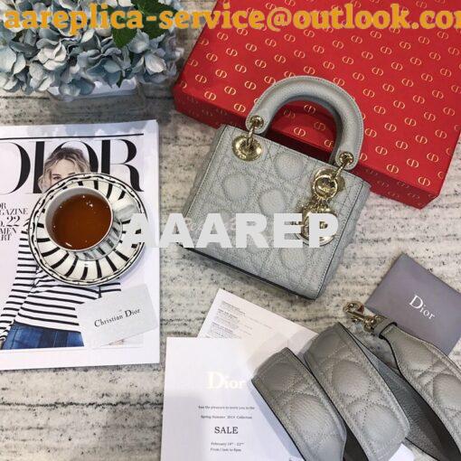 Replica Dior Mini Lady Dior in Grained Calfskin Grey