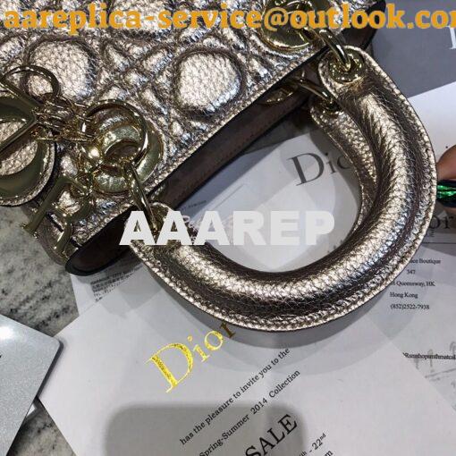 Replica Dior Mini Lady Dior in Grained Calfskin Metallic Champagne Gol 5