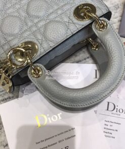 Replica Dior Mini Lady Dior in Grained Calfskin Grey 2