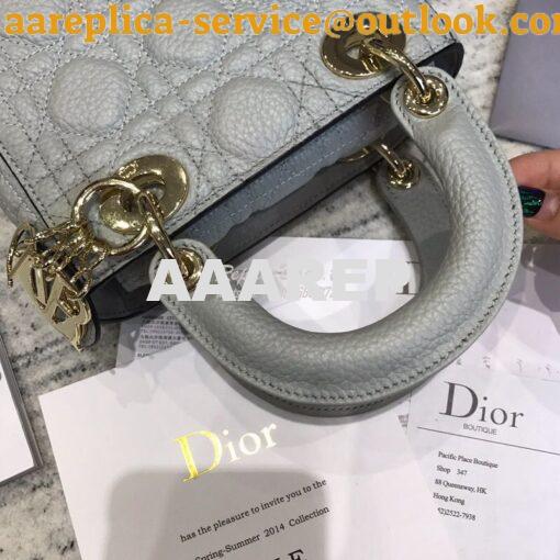 Replica Dior Mini Lady Dior in Grained Calfskin Grey 2