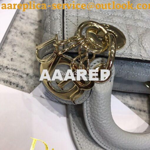 Replica Dior Mini Lady Dior in Grained Calfskin Grey 3