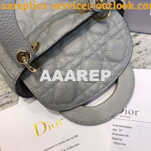 Replica Dior Mini Lady Dior in Grained Calfskin Grey 5