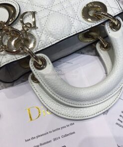 Replica Dior Mini Lady Dior in Grained Calfskin White 2