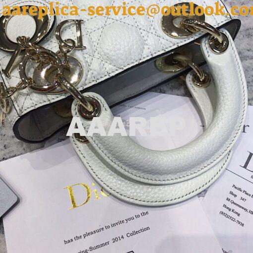 Replica Dior Mini Lady Dior in Grained Calfskin White 2