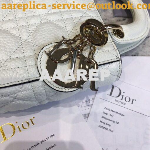 Replica Dior Mini Lady Dior in Grained Calfskin White 3