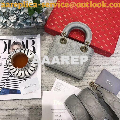 Replica Dior Mini Lady Dior in Grained Calfskin Grey 8