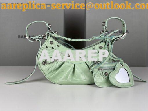 Replica Balenciaga Le Cagole XS S Shoulder Bag in Mint Supple Crocodil 4