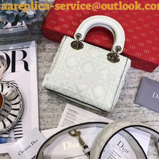 Replica Dior Mini Lady Dior in Grained Calfskin White 6