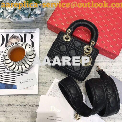 Replica Dior Mini Lady Dior in Grained Calfskin Black