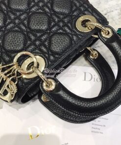 Replica Dior Mini Lady Dior in Grained Calfskin Black 2